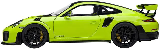 Alt view image 7 of 11 - Porsche 911 (991.2) GT2 RS Weissach Package Acid Green with Carbon Stripes 1/18 Model Car by Autoart