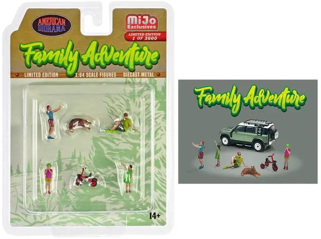 Alt view image 4 of 4 - "Family Adventure" 6 piece Diecast Figure Set Limited Edition to 3600 pieces Worldwide 1/64 Scale Models by American Diorama