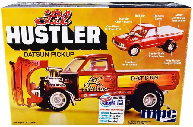 Alt view image 7 of 8 - Skill 2 Model Kit 1975 Datsun Pickup Truck "Lil Hustler" 1/25 Scale Model by MPC