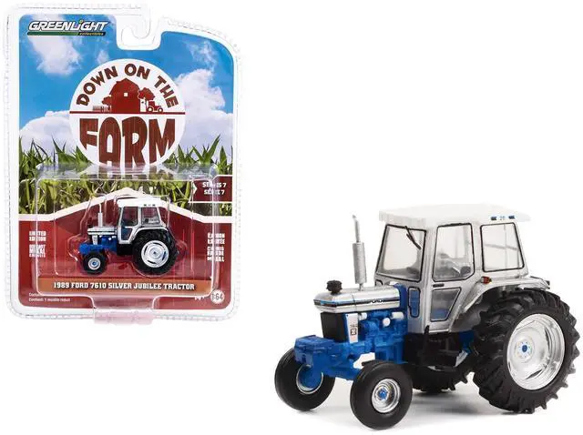 Alt view image 4 of 4 - 1989 Ford 7610 Silver Jubilee Tractor Silver & Blue w/White "Down on the Farm" Series 7 1/64 Diecast Model Cars by Greenlight