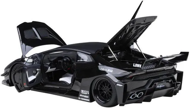 Alt view image 7 of 10 - Lamborghini Huracan GT "LB-Silhouette Works" Black 1/18 Model Car by Autoart