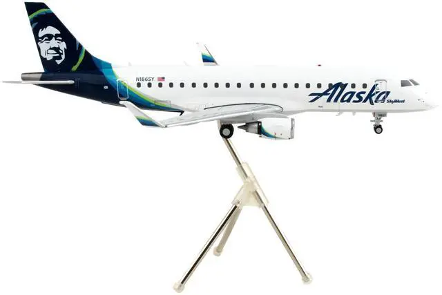 Alt view image 4 of 6 - Embraer ERJ-175 Commercial Aircraft "Alaska Airlines" White w/Blue Tail "Gemini 200" 1/200 Diecast Model Airplane by GeminiJets
