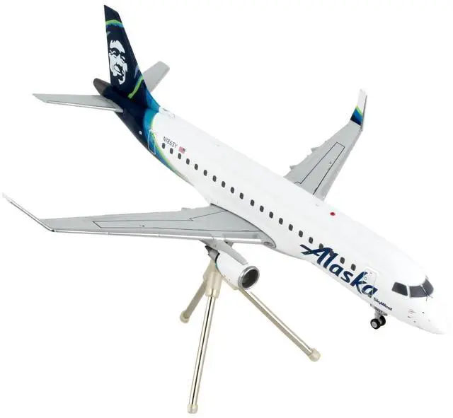 Alt view image 5 of 6 - Embraer ERJ-175 Commercial Aircraft "Alaska Airlines" White w/Blue Tail "Gemini 200" 1/200 Diecast Model Airplane by GeminiJets