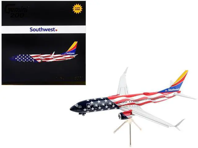 Alt view image 10 of 10 - Boeing 737-800 Commercial Aircraft with Flaps Down "Freedom One" American Flag Livery 1/200 Diecast Model Airplane by GeminiJets