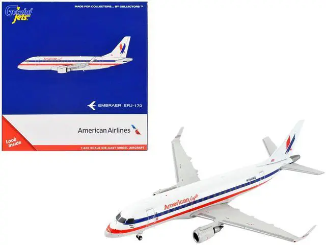 Alt view image 5 of 5 - Embraer ERJ-170 Commercial Aircraft "American Airlines" White with Blue & Red Stripes 1/400 Diecast Model Airplane by GeminiJets