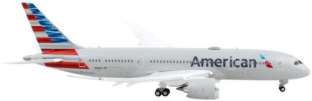 Alt view image 5 of 8 - Boeing 787-8 Commercial Aircraft w/Flaps Down "American Airlines" Gray w/Striped Tail 1/400 Diecast Model Airplane by GeminiJets