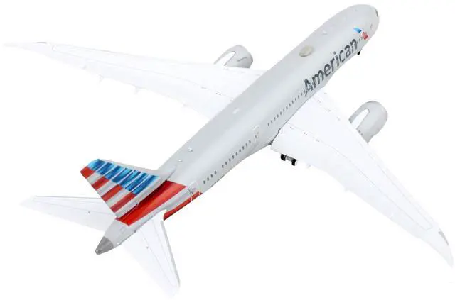 Alt view image 6 of 8 - Boeing 787-8 Commercial Aircraft w/Flaps Down "American Airlines" Gray w/Striped Tail 1/400 Diecast Model Airplane by GeminiJets