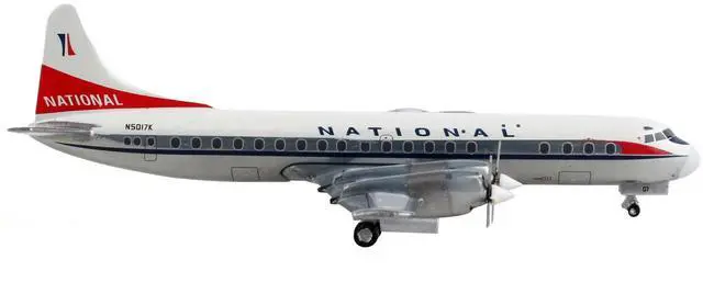 Alt view image 4 of 5 - Lockheed L-188 Electra Commercial Aircraft "National Airlines" White with Red Tail 1/400 Diecast Model Airplane by GeminiJets