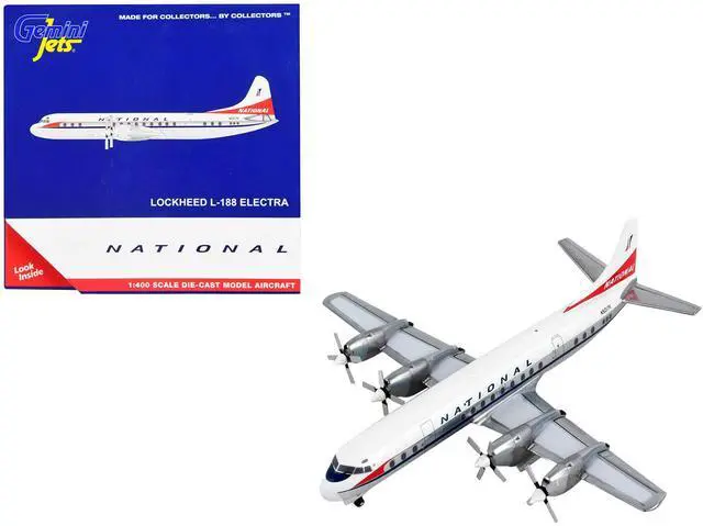 Alt view image 5 of 5 - Lockheed L-188 Electra Commercial Aircraft "National Airlines" White with Red Tail 1/400 Diecast Model Airplane by GeminiJets