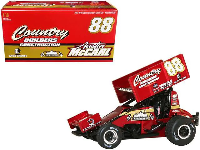 Alt view image 9 of 9 - Winged Sprint Car #88 "Country Builders Construction" Country Builders Racing "World of Outlaws" 1/18 Diecast Model Car by ACME