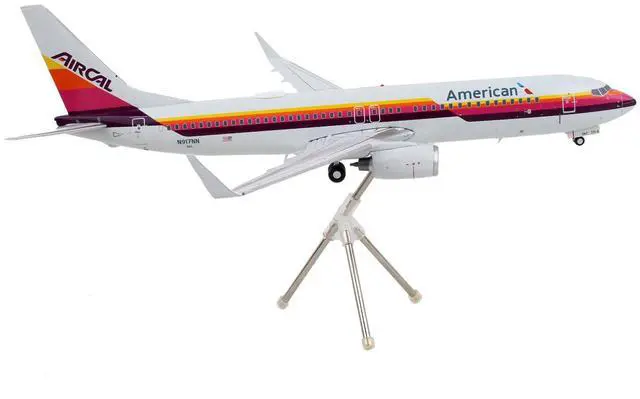 Alt view image 5 of 6 - Boeing 737-800 Commercial Aircraft "American Airlines - AirCal" Gray with Stripes 1/200 Diecast Model Airplane by GeminiJets