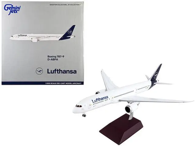 Alt view image 6 of 6 - Boeing 787-9 Commercial Aircraft "Lufthansa" White with Blue Tail "Gemini 200" Series 1/200 Diecast Model Airplane by GeminiJets