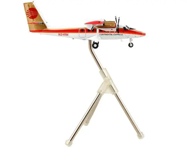 Alt view image 4 of 6 - De Havilland DHC-6-300 Commercial Aircraft White with Red Stripes and Gold Tail 1/200 Diecast Model Airplane by GeminiJets