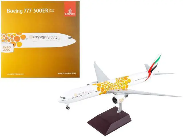 Alt view image 5 of 5 - Boeing 777-300ER Commercial Aircraft White with Orange Graphics "Gemini 200" Series 1/200 Diecast Model Airplane by GeminiJets