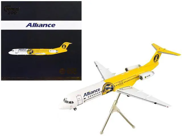 Alt view image 5 of 5 - Fokker F100 Commercial Aircraft Alliance Airlines White & Yellow "Gemini 200" Series 1/200 Diecast Model Airplane by GeminiJets