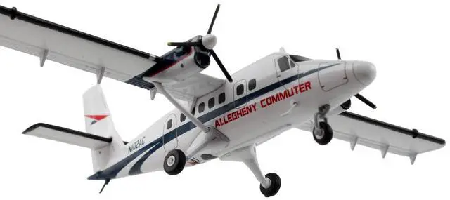Alt view image 4 of 6 - De Havilland DHC-6-300 Commercial Aircraft White w/Blue Stripes "Gemini 200" Series 1/200 Diecast Model Airplane by GeminiJets