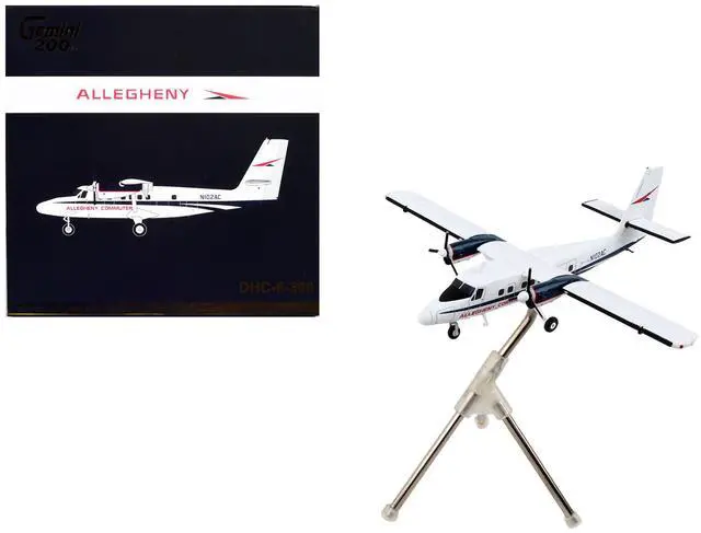 Alt view image 6 of 6 - De Havilland DHC-6-300 Commercial Aircraft White w/Blue Stripes "Gemini 200" Series 1/200 Diecast Model Airplane by GeminiJets