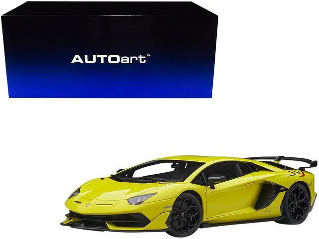 Alt view image 7 of 8 - Lamborghini Aventador SVJ Giallo Tenerife / Pearl Yellow 1/18 Model Car by Autoart