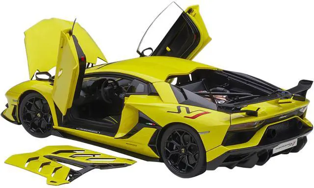 Alt view image 8 of 8 - Lamborghini Aventador SVJ Giallo Tenerife / Pearl Yellow 1/18 Model Car by Autoart