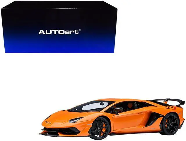 Alt view image 7 of 10 - Lamborghini Aventador SVJ Arancio Atlas Pearl Orange 1/18 Model Car by Autoart