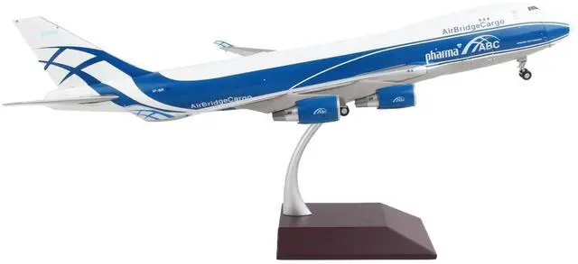 Alt view image 4 of 6 - Boeing 747-400F Commercial Aircraft White with Blue Stripes "Gemini 200" Series 1/200 Diecast Model Airplane by GeminiJets