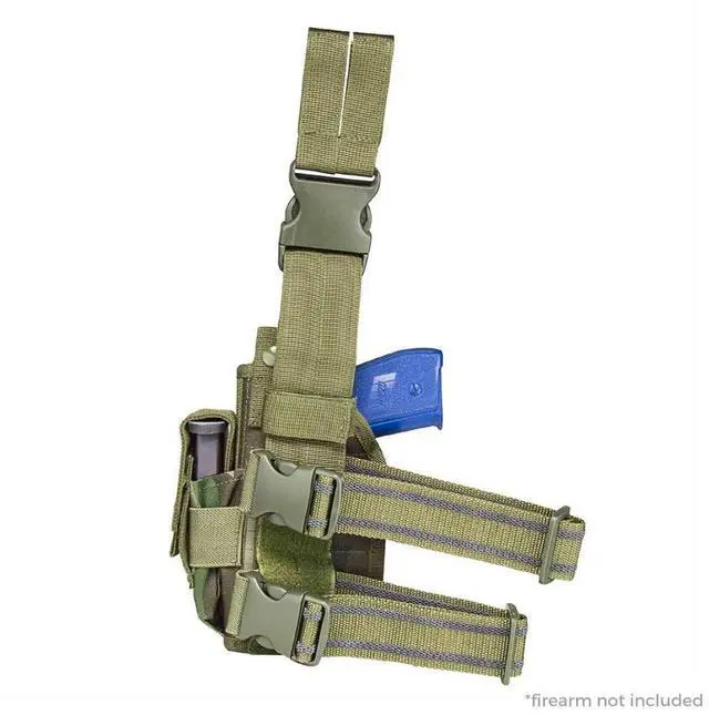 Alt view image 2 of 3 - NC Star CVDLHOL2954WC Drop Leg Universal Holster, Woodland Camouflage, Full Size