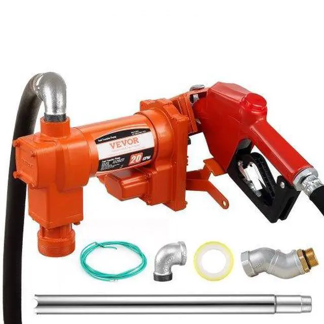 Main image of VEVOR Fuel Transfer Pump, 12V DC 20 GPM 1/4 HP, Gasoline Extractor Pump with Automatic Nozzle, Discharge Hose & Suction Pipe for Gasoline, Diesel, Kerosene, Ethanol & Methanol Blends, and Biodiesel