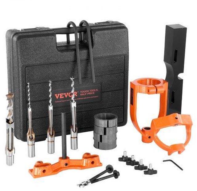Main image of VEVOR Mortising Attachment for Drill Press, 4 Model Drills Square Hole Chisel Set, Bench Drill Locator Set Mortise and Tenon Tools with 5 Bushings, for Woodworking Mortising Tenoning Drilling Machine
