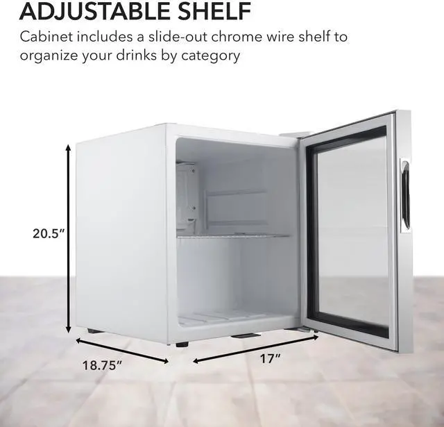 Alt view image 2 of 7 - Beverage Refrigerator with Double-Layer Glass Door, 68-Can 1.6 Cu Ft Freestanding Drink Mini Fridge, BR-062WS, Stainless Steel
