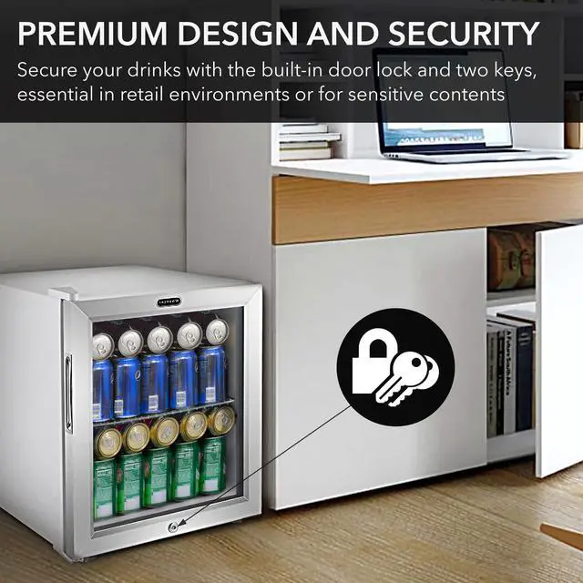 Alt view image 4 of 7 - Beverage Refrigerator with Double-Layer Glass Door, 68-Can 1.6 Cu Ft Freestanding Drink Mini Fridge, BR-062WS, Stainless Steel