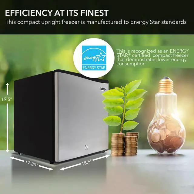 Alt view image 2 of 6 - CUF-112SS Mini, Energy Star Rated Small Upright Freezer with Lock, Stainless Steel -1.1 Cubic Feet