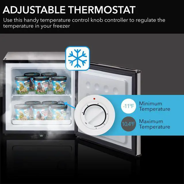 Alt view image 4 of 6 - CUF-112SS Mini, Energy Star Rated Small Upright Freezer with Lock, Stainless Steel -1.1 Cubic Feet