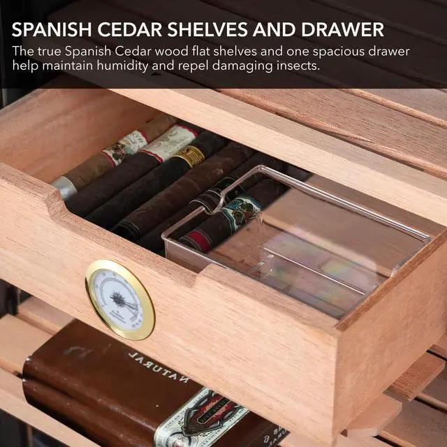 Alt view image 13 of 15 - Whynter Stainless Steel 1.2 cu. ft. Cigar Cooler Humidor