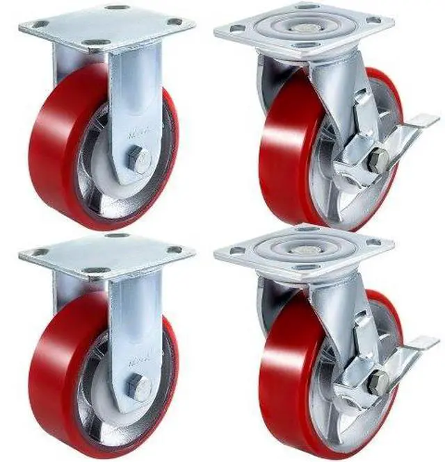 Alt view image 2 of 2 - VEVOR 6" X 2" Polyurethane Casters 2 Rigi 2 Swivel No Marking Flexibly 360swivel