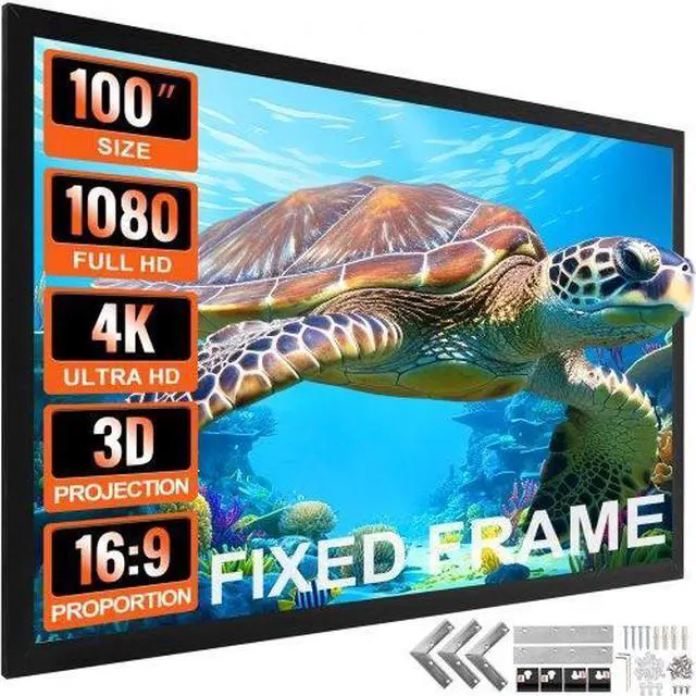 Alt view image 2 of 3 - VEVOR 100 16:9 Fixed Frame Projector Screen Hd 4k Home Theatre 3d Great Wholesale