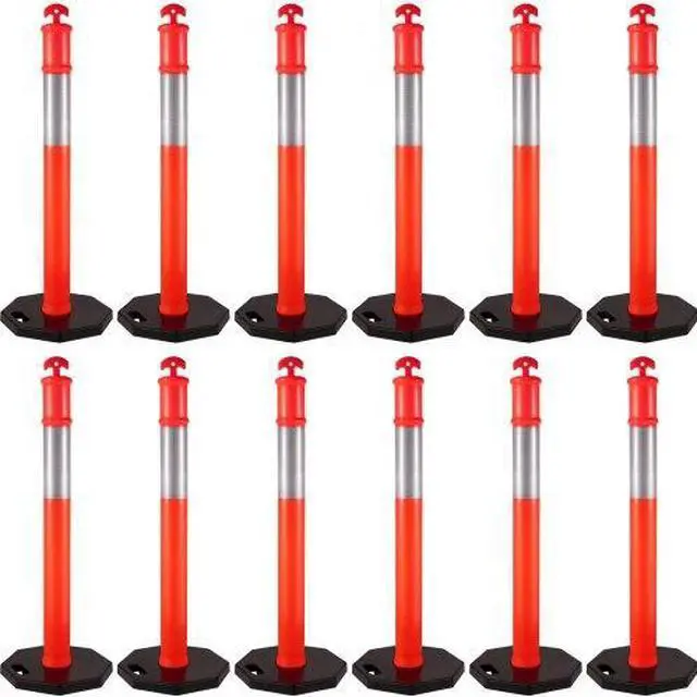 Alt view image 2 of 3 - VEVOR Traffic Safety Post 44" Delineator Cones/Posts Pack of 12 Posts, with 11lb Base