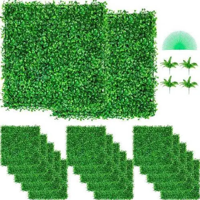 Alt view image 2 of 3 - VEVOR Artificial Boxwood Panel Hedge Decor 48 Pcs 10x10 Inch Privacy Fence Panel Grass