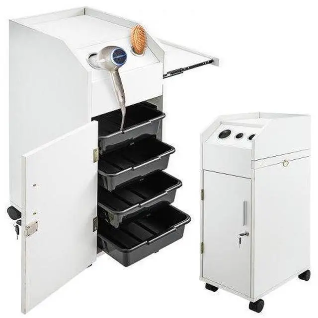 Alt view image 2 of 2 - VEVOR Salon Trolley Salon Styling Stations Cart 4 Drawers Trays Locking Wheels Spa