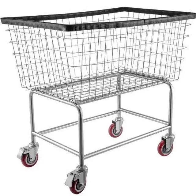 Alt view image 2 of 2 - VEVOR Wire Laundry Cart Wire Laundry Basket 4.5 Bushel Heavy Duty W/ 5'' Wheels