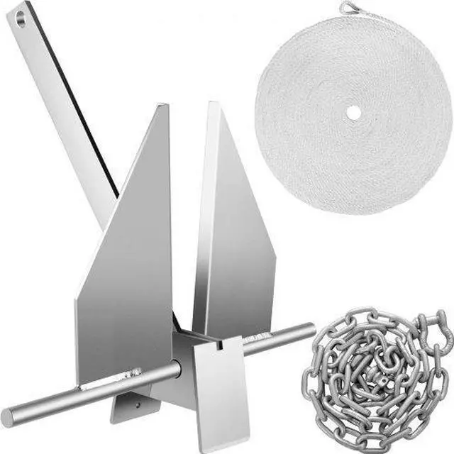 Alt view image 2 of 3 - VEVOR Boat Anchor Kit 8.5 lb Fluke Style Anchor, Hot Dipped Galvanized Steel Fluke Anchor, Marine Anchor with Anchor, Rope, Shackles, Chain for Boat Mooring on The Beach, Boats from 15'-24'