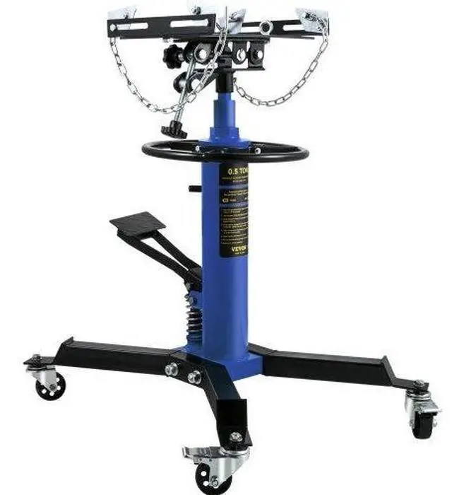 Alt view image 2 of 11 - VEVOR Transmission Jack,1/2Ton/1100lbs Capacity Hydraulic Telescopic Transmission Jack, 2-Stage Floor Jack Stand with Foot Pedal, 360 Swivel Wheel, Garage/Shop Lift Hoist, Blue