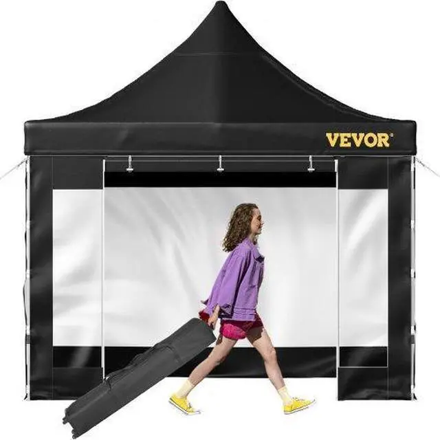 Alt view image 2 of 3 - VEVOR Pop Up Canopy Tent, 10 x 10 FT, Outdoor Patio Gazebo Tent with Removable Sidewalls and Wheeled Bag, UV Resistant Waterproof Instant Gazebo Shelter for Party, Garden, Backyard, Black