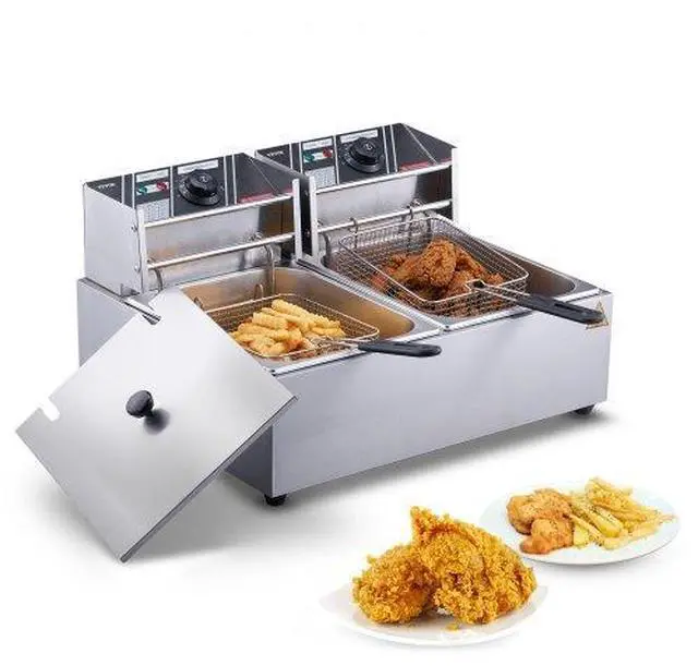 Alt view image 2 of 9 - VEVOR Commercial Electric Deep Fryer Countertop Deep Fryer Dual Detachable Tanks
