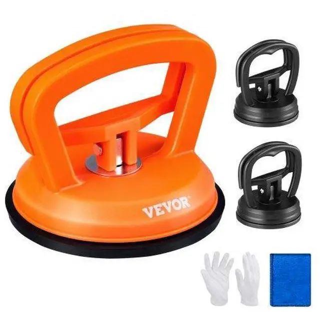 Alt view image 2 of 3 - VEVOR Dent Removal Kit, 3 Packs Suction Cups, Dent Puller Handle Lifter with Gloves and Cloth, Paintless Car Dent Puller Remover for Car Dent Repair, Glass, Tiles, Mirror Lifting and Moving