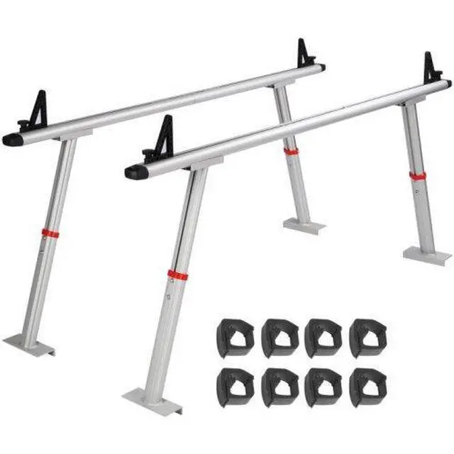 Alt view image 2 of 3 - VEVOR Truck Rack, 800 lbs Capacity, 19-34in Adjustable Height, Aluminum Ladder Rack for Truck with 8 Non-Drilling C-clamps, Heavy Duty Truck Bed Rack Two-Bar Set for Kayak, Surfboard, Lumber, Ladder