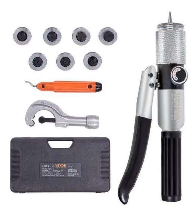 Main image of VEVOR Hydraulic Tube Expander, 3/8" to 1-1/8" OD, HAVC Hydraulic Swaging Tool with 7 Pipe Expander Heads, Deburring Tool, Pipe Cutter for Copper Aluminum Brass Soft Steel Pipes