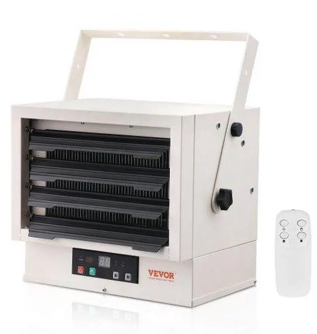 Main image of VEVOR Electric Garage Heater, 5000-Watt Digital Fan-Forced Wall/Ceiling Mount Shop Heater, with Remote Control Overheat Protection, Hardwired Heater with 9-Hour Timer, Ideal for Workshop, ETL Listed