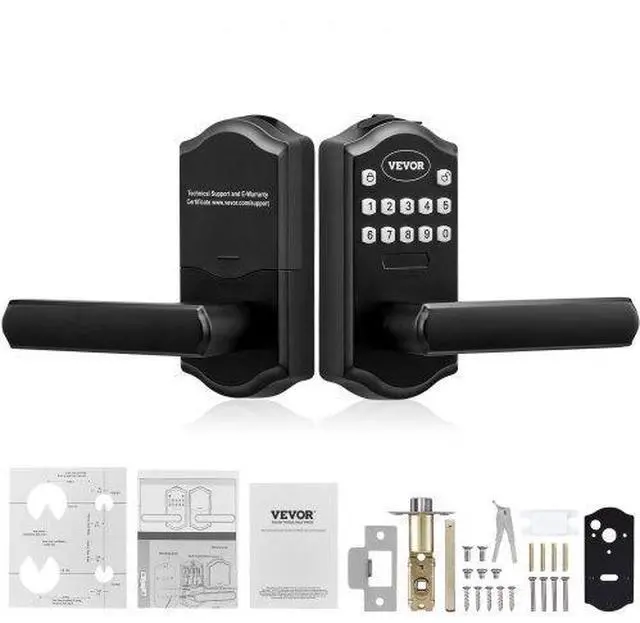 Main image of VEVOR Keyless Entry Door Lock, Electronic Keypad Entry Lever, Password and Key Unlock Combination Door Lock, Auto-Locking Keypad Door Lock with Deadbolt for Front Door, Matte Black, 5.63 x 2.76 in
