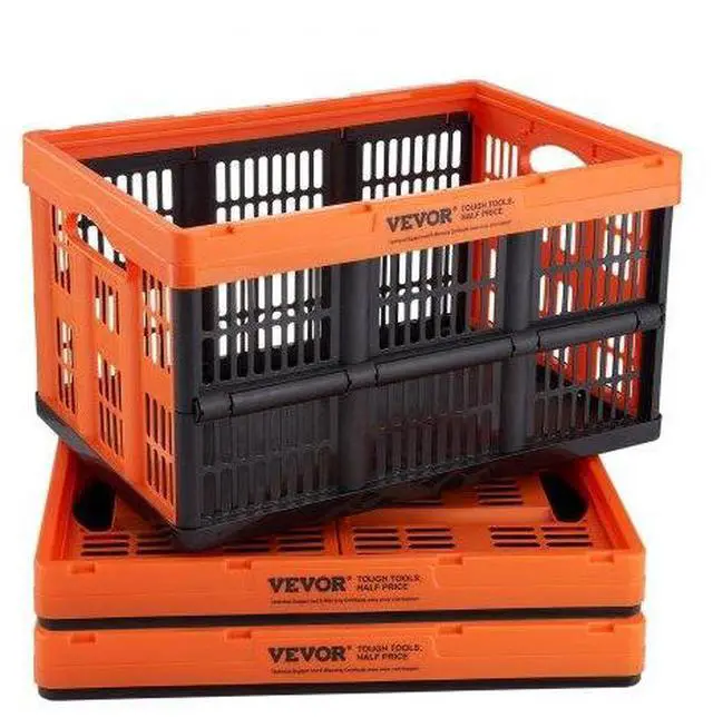 Main image of VEVOR Plastic Collapsible Storage Basket, 45L 3 Packs, Folding Stackable Storage Containers/Bins with Handles, Large Heavy Duty Containers for Clothes, Toys, Books, Snack, Shoes and Grocery Organizing