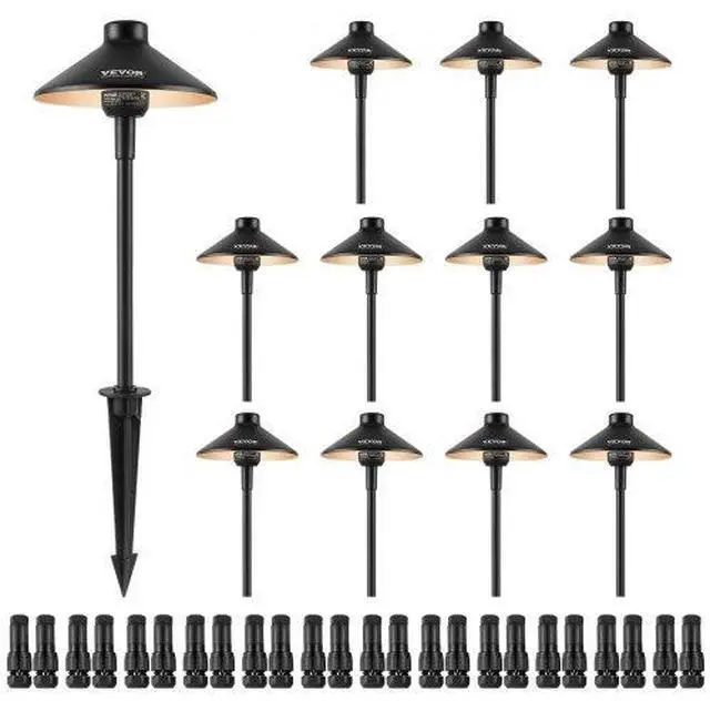 Main image of VEVOR 12 Pack Low Voltage Landscape Path Lights, 3W 210LM 12V-24VAC/DC Outdoor LED Pathway Lighting, 3000K Warm White Walkway Lights with Quick Connectors, IP66 Waterproof for Yard Garden Sidewalk